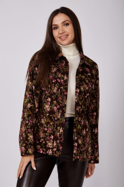 Коричневый повседневный вельветовый жакет с кулисой Anna Majewska 1528 - фото 1