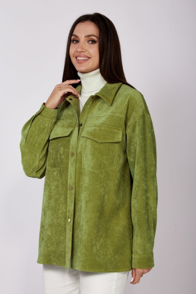Зеленый жакет из вельвета с накладными карманами Anna Majewska 1527 яблоко - фото 4