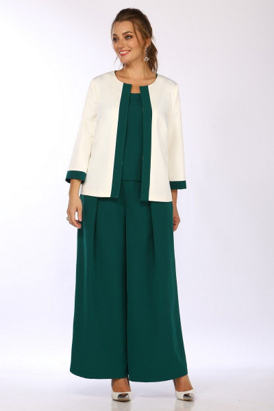 Комплект женский 3 предмета: блуза, брюки палаццо, жакет Matini 1.1622/1 изумруд - фото 2