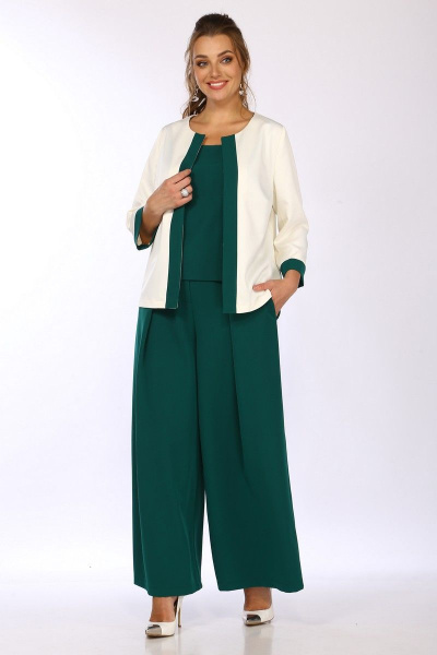 Комплект женский 3 предмета: блуза, брюки палаццо, жакет Matini 1.1622/1 изумруд - фото 4