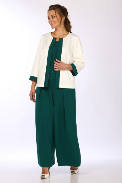 Комплект женский 3 предмета: блуза, брюки палаццо, жакет Matini 1.1622/1 изумруд - фото 5