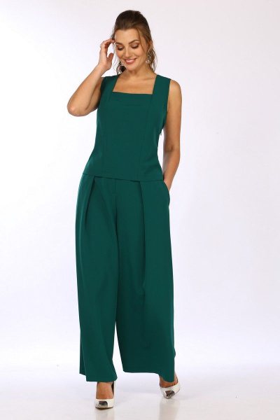 Комплект женский 3 предмета: блуза, брюки палаццо, жакет Matini 1.1622/1 изумруд - фото 11