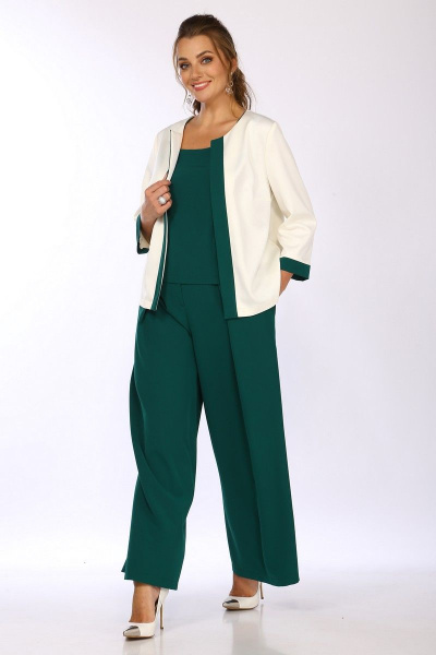 Комплект женский 3 предмета: блуза, брюки палаццо, жакет Matini 1.1622/1 изумруд - фото 6