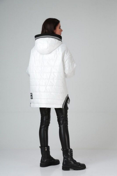 Демисезонная женская куртка на молнии с капюшоном и карманами Диомант 1930 белый - фото 4