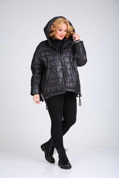 Демисезонная женская куртка из непромокаемого материала с капюшоном Диомант 1930 черный - фото 4