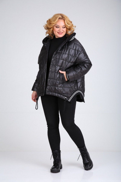 Демисезонная женская куртка из непромокаемого материала с капюшоном Диомант 1930 черный - фото 2