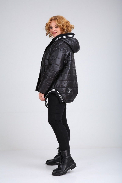 Демисезонная женская куртка из непромокаемого материала с капюшоном Диомант 1930 черный - фото 6
