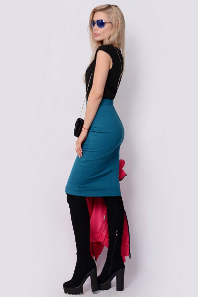 Юбка-карандаш миди с разрезом спереди Patriciа C14830 морская волна - фото 2