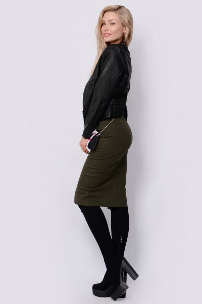 Юбка-карандаш миди с разрезом спереди Patriciа C14830 хаки - фото 2