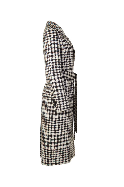 Демисезонное черное пальто с шлицей и потайной застежкой Elema 1-120019-1-164 клетка - фото 6