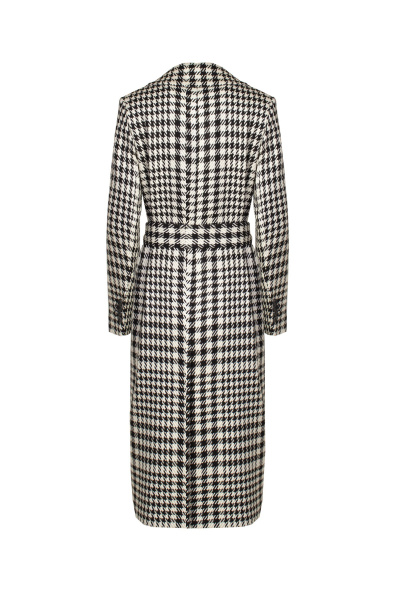 Демисезонное черное пальто с шлицей и потайной застежкой Elema 1-120019-1-164 клетка - фото 7