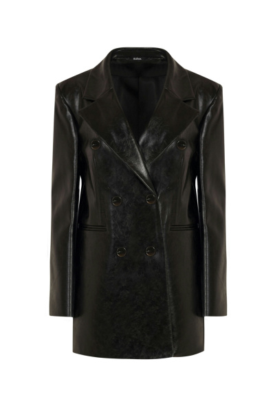 Пальто из искусственной кожи женское прямое Elema 1-12762-1-170 чёрный - фото 1