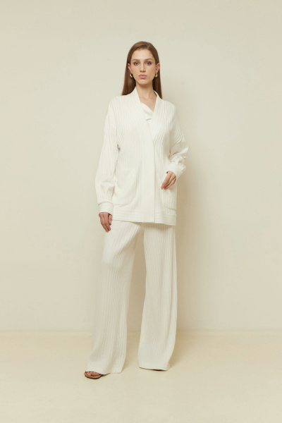 Брюки из вискозы и трикотажа для повседневной носки Elema 3К-12869-1-164 белый - фото 1