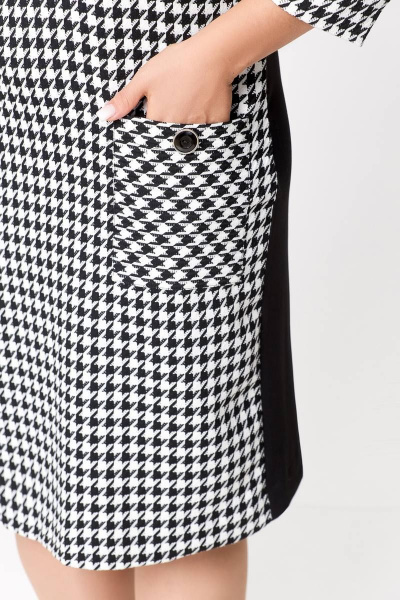 Платье из трикотажа полуприлегающего силуэта с карманами Swallow 691 черно-белая_гусиная_лапка - фото 9