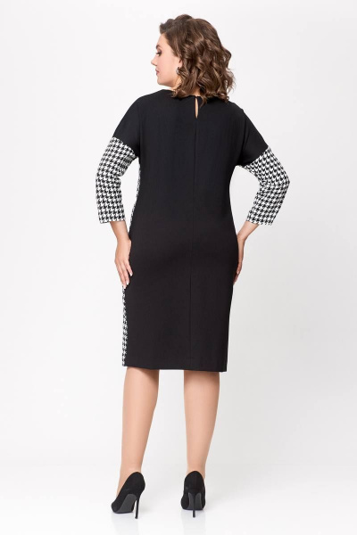 Платье из трикотажа полуприлегающего силуэта с карманами Swallow 691 черно-белая_гусиная_лапка - фото 5