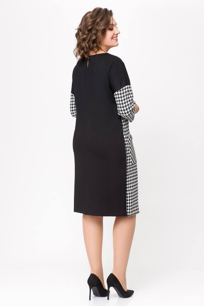 Платье из трикотажа полуприлегающего силуэта с карманами Swallow 691 черно-белая_гусиная_лапка - фото 4