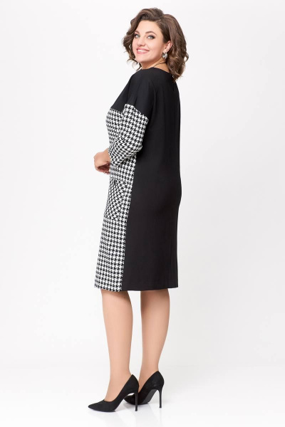 Платье из трикотажа полуприлегающего силуэта с карманами Swallow 691 черно-белая_гусиная_лапка - фото 3