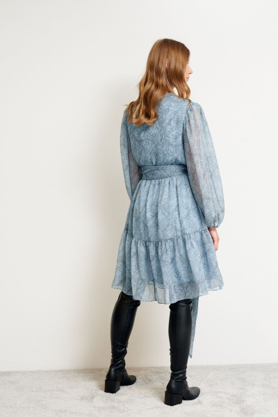 Платье из шифона с воланами и сборками, длина до колена Morozov Amavie 1.1972_A2_Hilda синие цветы - фото 6