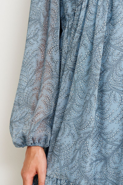 Платье из шифона с воланами и сборками, длина до колена Morozov Amavie 1.1972_A2_Hilda синие цветы - фото 3