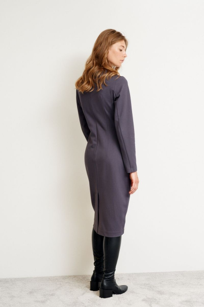 Длинное трикотажное платье с фигурными рельефами и разрезом Morozov Amavie 1.1976_Alla графит - фото 6