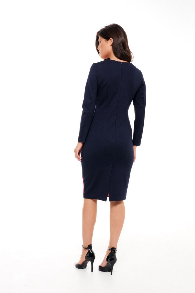 Костюм из текстиля с юбкой и жакетом с кожаными вставками Morozov Amavie 1.1976_Alla синий - фото 8