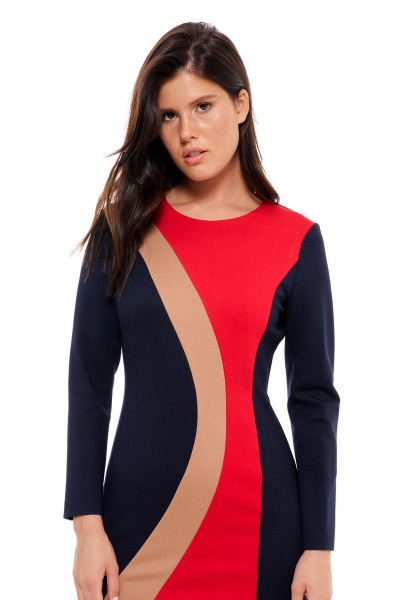 Костюм из текстиля с юбкой и жакетом с кожаными вставками Morozov Amavie 1.1976_Alla синий - фото 7