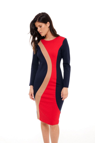 Костюм из текстиля с юбкой и жакетом с кожаными вставками Morozov Amavie 1.1976_Alla синий - фото 6