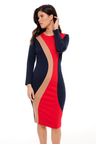 Костюм из текстиля с юбкой и жакетом с кожаными вставками Morozov Amavie 1.1976_Alla синий - фото 5