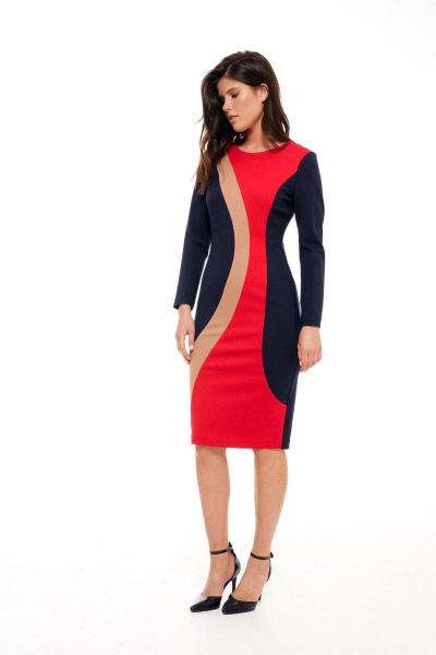 Костюм из текстиля с юбкой и жакетом с кожаными вставками Morozov Amavie 1.1976_Alla синий - фото 4