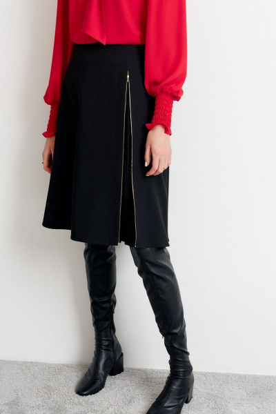 Юбка А-силуэта из текстиля с разрезом и молнией Morozov Amavie 2.1968_А1_Frida чёрный - фото 3