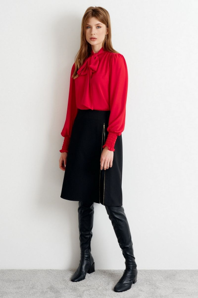 Юбка А-силуэта из текстиля с разрезом и молнией Morozov Amavie 2.1968_А1_Frida чёрный - фото 2