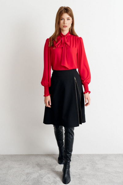 Юбка А-силуэта из текстиля с разрезом и молнией Morozov Amavie 2.1968_А1_Frida чёрный - фото 1