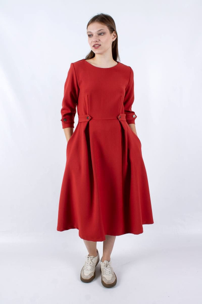 Платье с отрезной линией талии и паты Mita ЖМ1161 кирпичный - фото 3