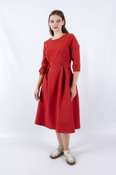 Платье с отрезной линией талии и паты Mita ЖМ1161 кирпичный - фото 2