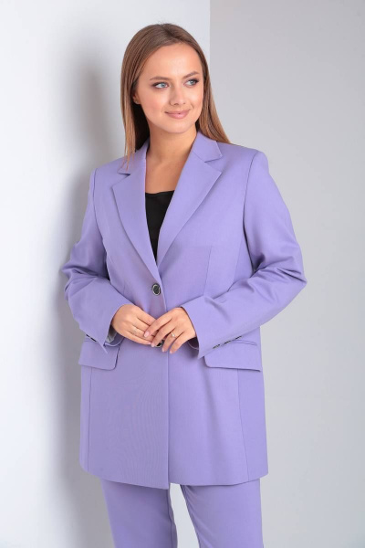 Деловой комплект из жакета, брюк и топа из текстиля TVIN 7670 лаванда - фото 6
