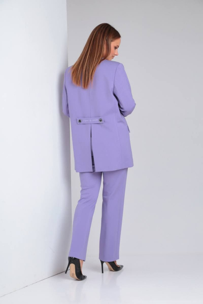 Деловой комплект из жакета, брюк и топа из текстиля TVIN 7670 лаванда - фото 4