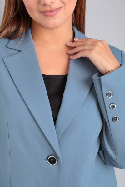 Деловой женский тройка: жакет, брюки и топ из трикотажа TVIN 7670 серо-голубой - фото 7