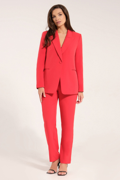 Деловой костюм жакет и брюки из текстиля Панда 161920w красный - фото 1