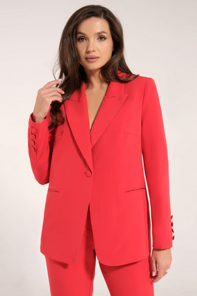 Деловой костюм жакет и брюки из текстиля Панда 161920w красный - фото 2