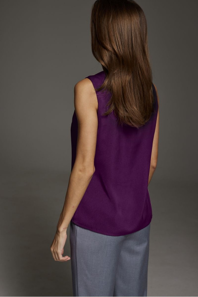Фиолетовый топ из искусственного шелка с пуговицей DAVA 4194 фиолет - фото 3