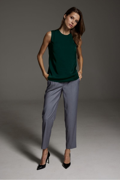 Топ из искусственного шелка с округлой горловиной DAVA 4194 изумруд - фото 2