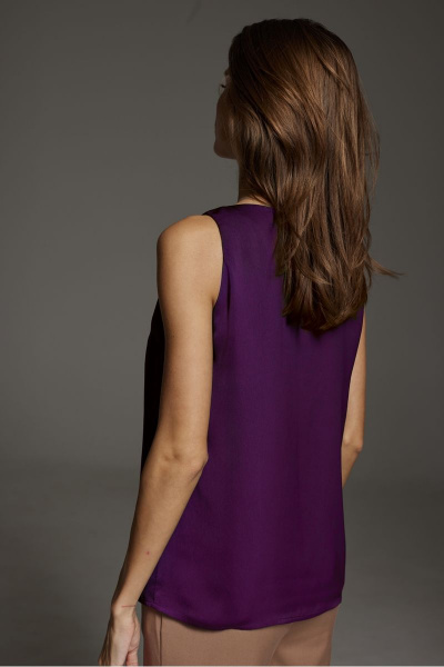 Фиолетовый топ из искусственного шелка с V-образным вырезом DAVA 4196 фиолет - фото 4