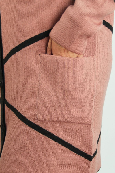 Розовый вязаный жакет с накладными карманами Полесье С2687-22 2С5281-Д43 158,164 изысканно-кофейный - фото 3