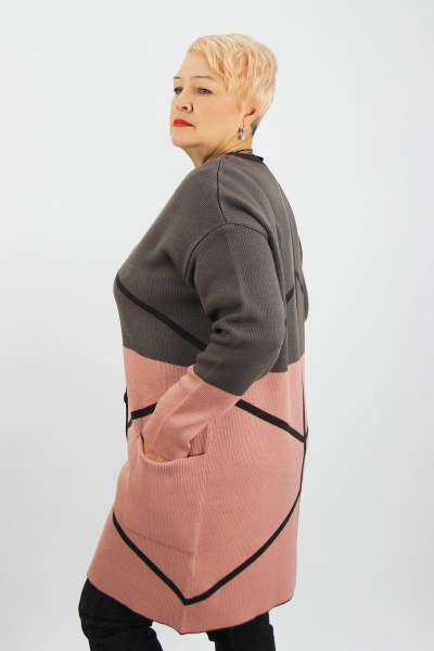 Розовый вязаный жакет с накладными карманами Полесье С2687-22 2С5281-Д43 158,164 изысканно-кофейный - фото 2