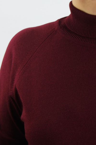 Свитер прямого силуэта с высоким воротником из трикотажа Полесье С3433-17 7С1582-Д43 170,176 бургундский - фото 3