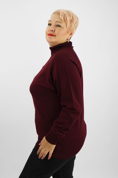 Свитер прямого силуэта с высоким воротником из трикотажа Полесье С3433-17 7С1582-Д43 170,176 бургундский - фото 2