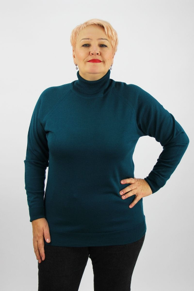 Свитер классический с высоким воротником из трикотажа Полесье С3433-17 7С1582-Д43 158,164 морская_волна - фото 1