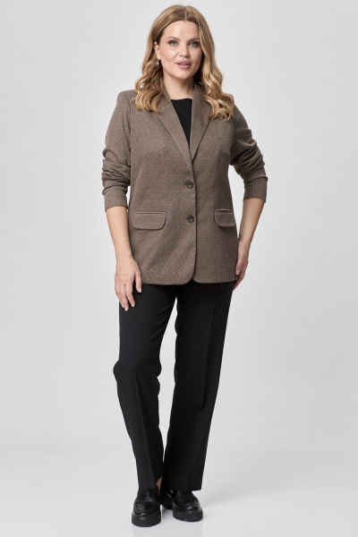 Длинный женский жакет из трикотажа и хлопка БелЭльСтиль 203-2_78_22 коричневый - фото 3