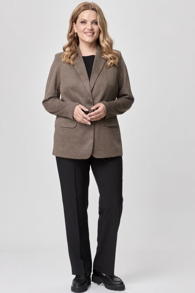 Длинный женский жакет из трикотажа и хлопка БелЭльСтиль 203-2_78_22 коричневый - фото 2