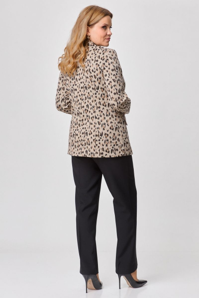 Пальто женский удлиненный деловой хлопковый жакет БелЭльСтиль 203-2_83_22 бежево-черный - фото 5